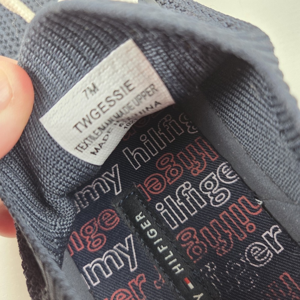 Tommy Hilfiger Gessie Stretch Knit Sneakers Casual Lace Up Navy Blue Womens Sz 7 - Picture 12 of 12